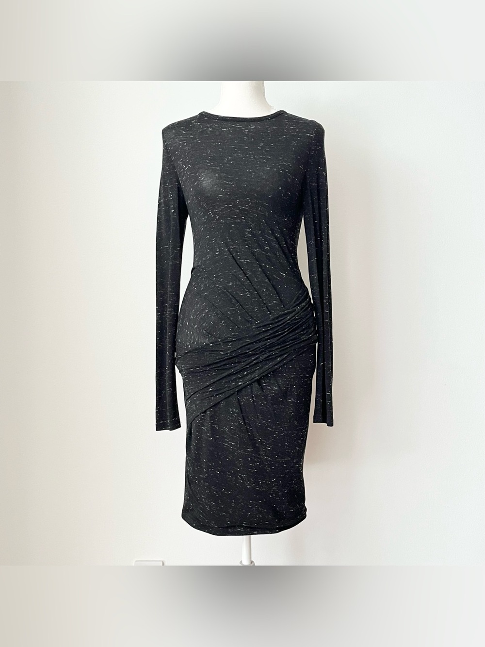 Karen Millen Little Black Dress LBD Size 4 Bodycon Bandage Ruching Wedding Guest